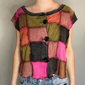 Colorful patchwork button down